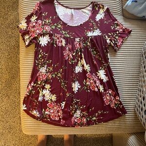 Floral Burgundy Women's Top
